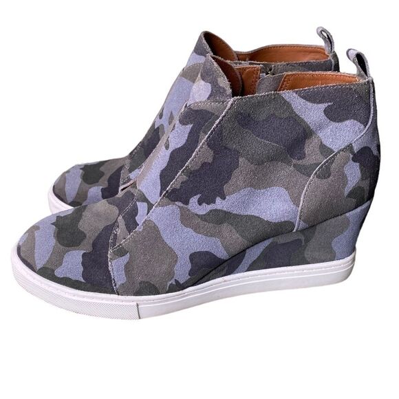 Paolo Felicia Muted Camo Platform Wedge Sneaker Booties Side Zipper Size 6 - Picture 2 of 10